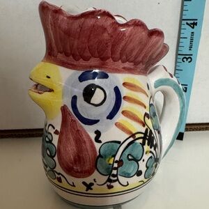 DERUTA ITALY  Rooster Ceramic Pitcher 🐈‍⬛ farmhouse decor